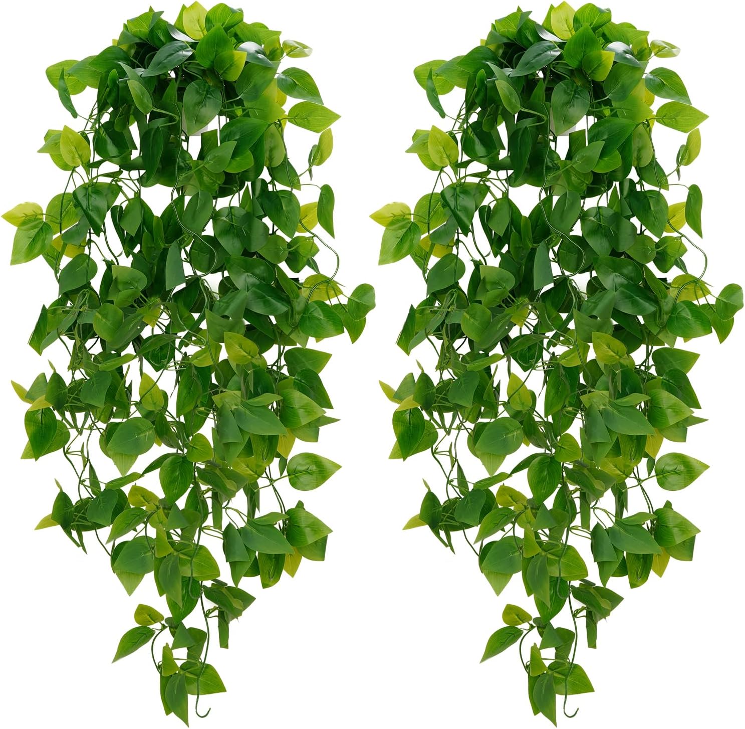 BLEUM CADE Artificial Hanging Plants, 2 Pcs, Faux Pothos Vines Greenery