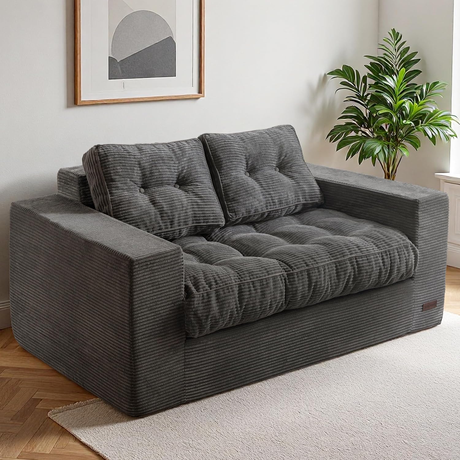MAXYOYO Loveseat Sofa Couch, Upholstered Cloud Seat