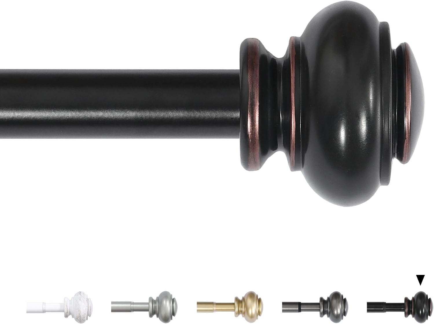 H.VERSAILTEX Adjustable Curtain Rod 16.2 to 90.6 Inches, Black