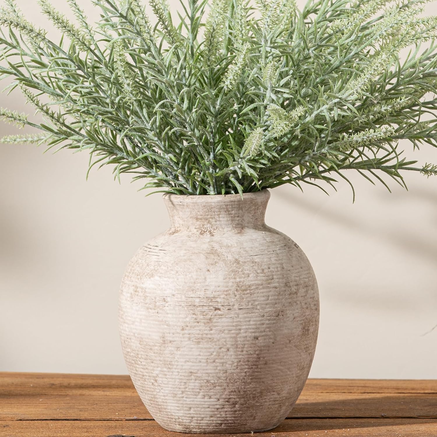 Vanselia Ceramic Flower Vase, Farmhouse Rustic Vintage, 7.4 Inch Retro