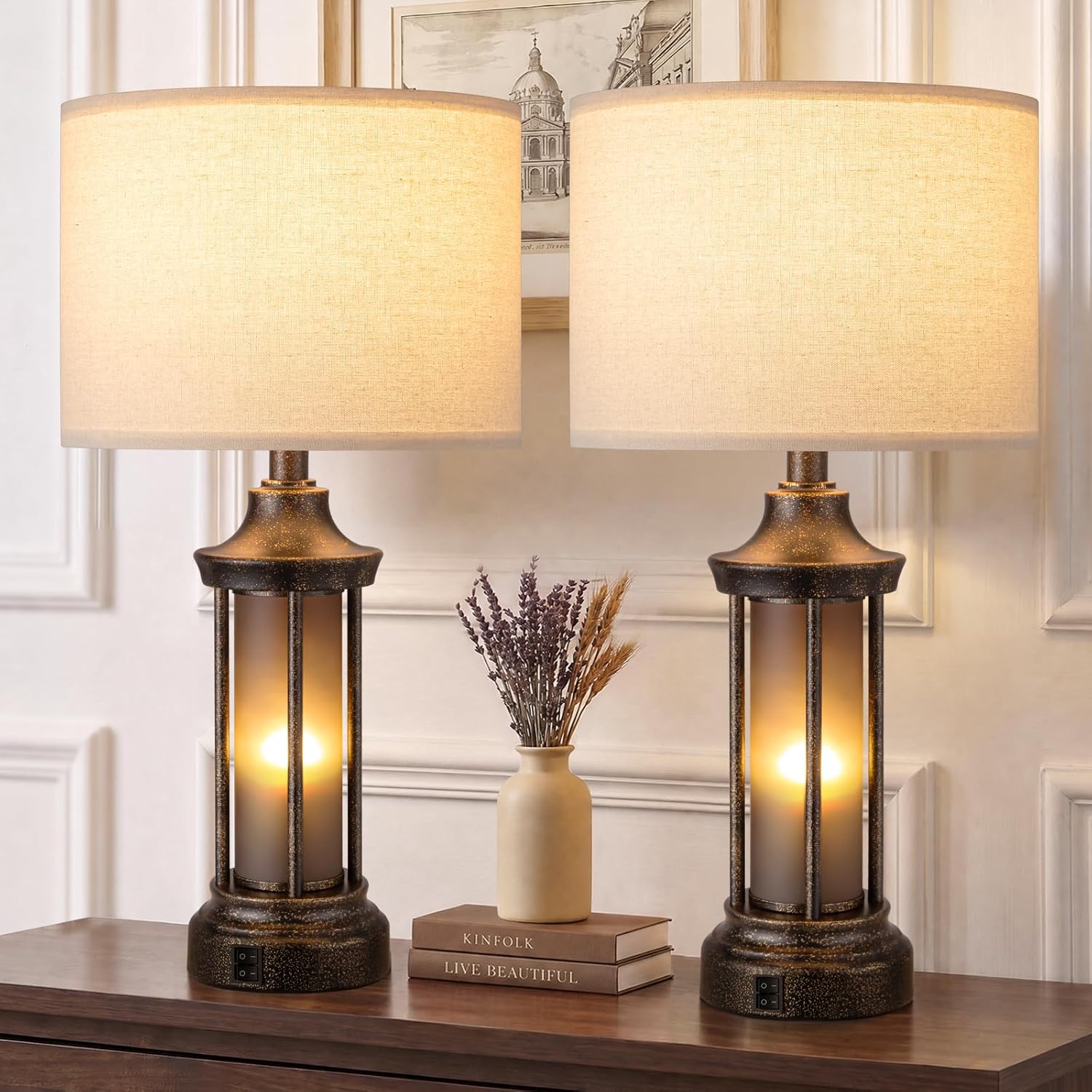 Seealle 24 Inch Farmhouse Table Lamps Set of 2