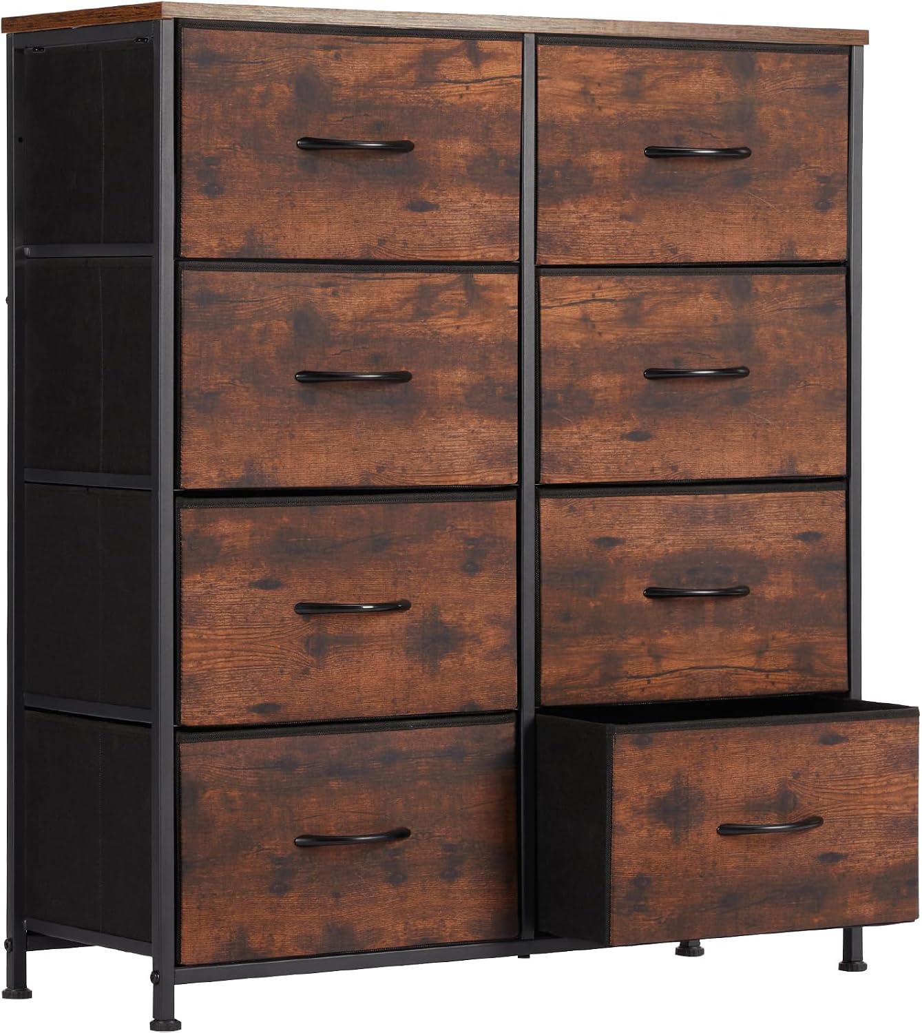Sweetcrispy 8-Drawer Dresser for Bedroom, Large Storage Tower, Rustic Brown