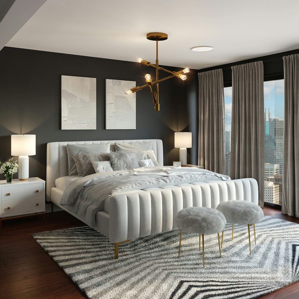 Rich, deep colors creating a foundation for bedroom luxury