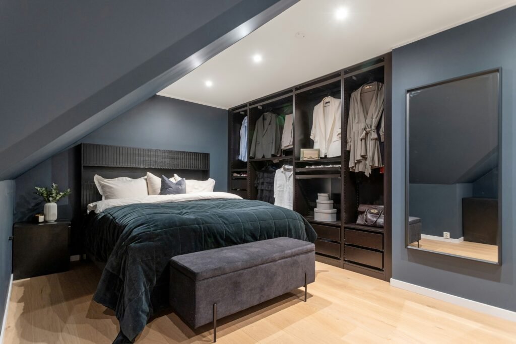 Closed storage solutions keeping the bedroom free of visible clutter