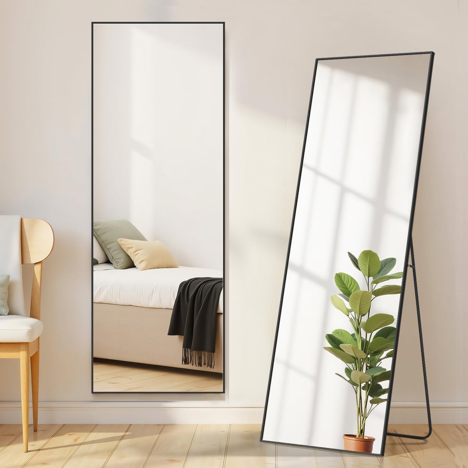 Full Length Mirror, 16 x 59 Inch, Floor Standing Body Mirror, Shatter-Proof Glass