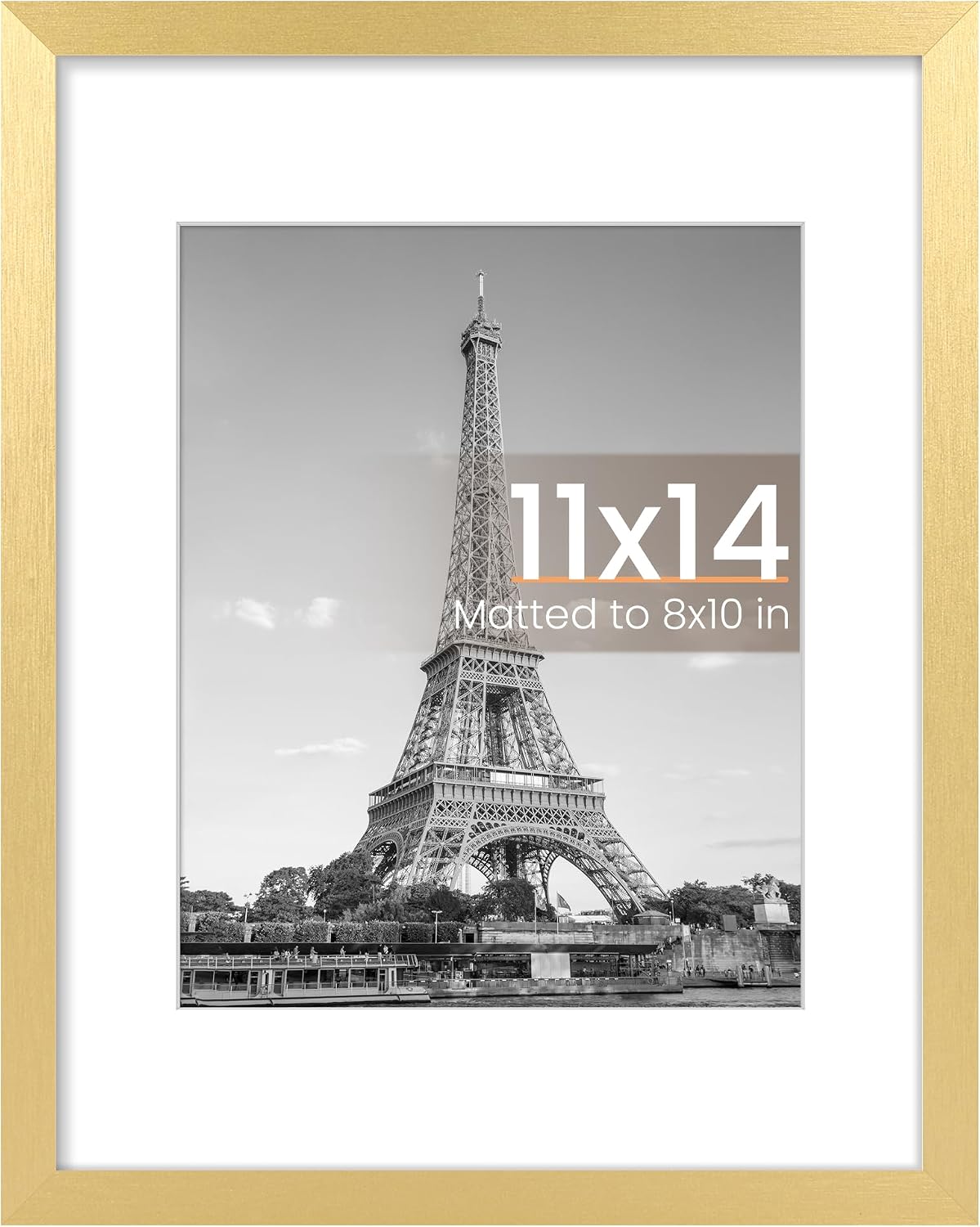 upsimples 11x14 Picture Frame, Gold, Matted to 8x10