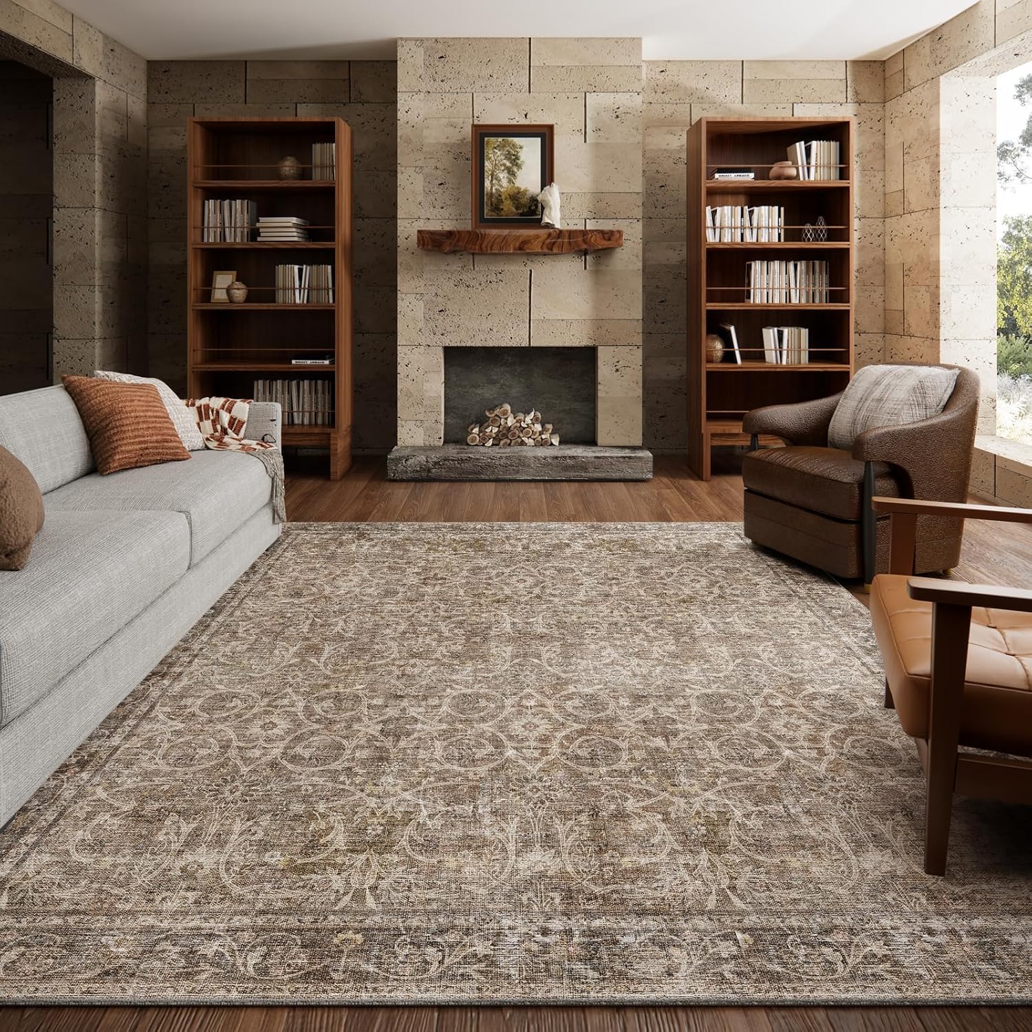Machine Washable 8 x 10 Area Rug for Living Room and Bedroom