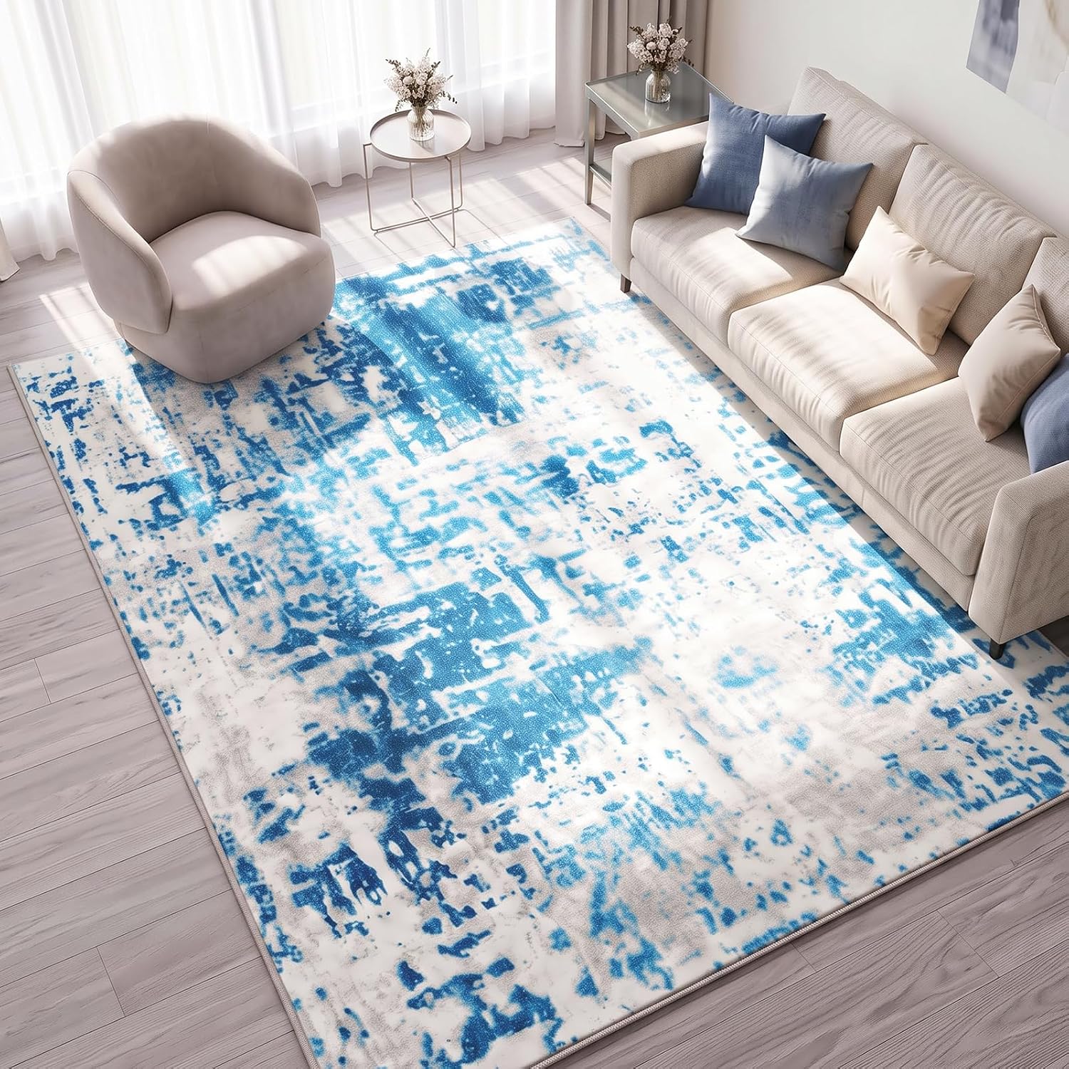 Warmstar 8 x 10 Washable Abstract Area Rug for Living Room, Non-Slip