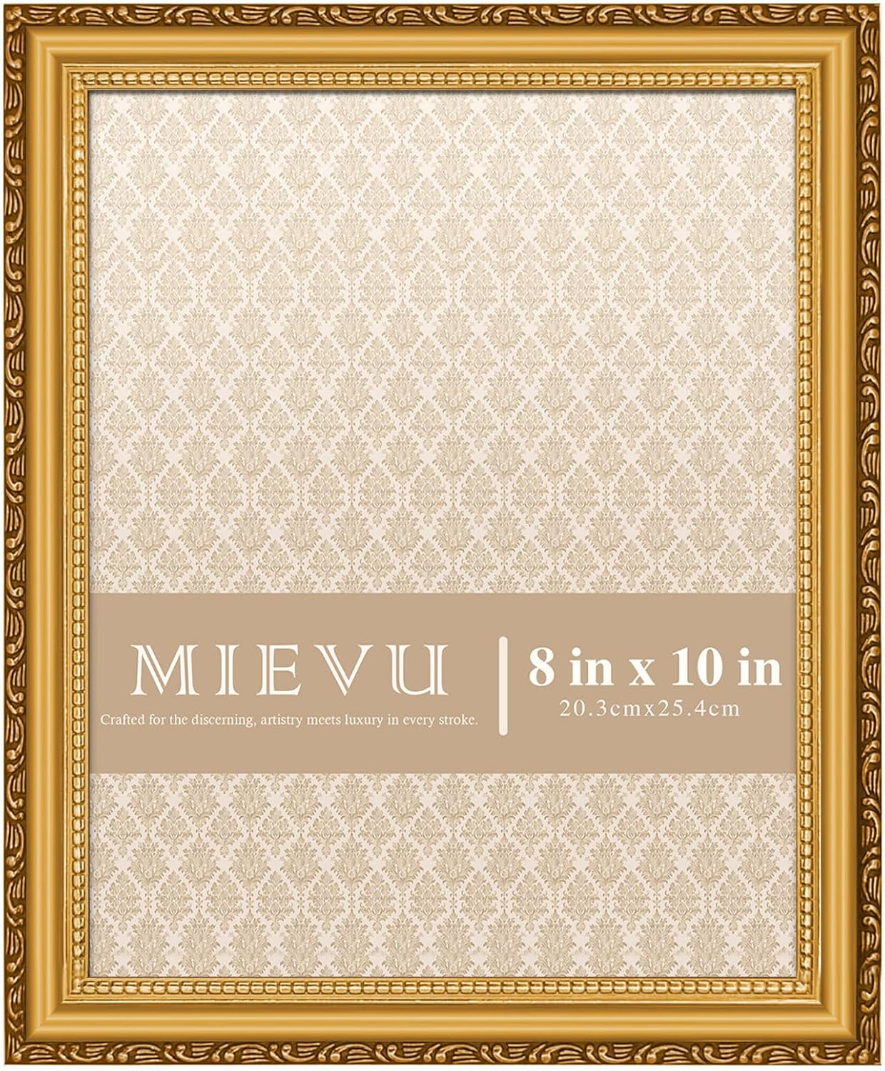 8 x 10 Picture Frame, Gold, Ornate Vintage Style, Wall or Tabletop