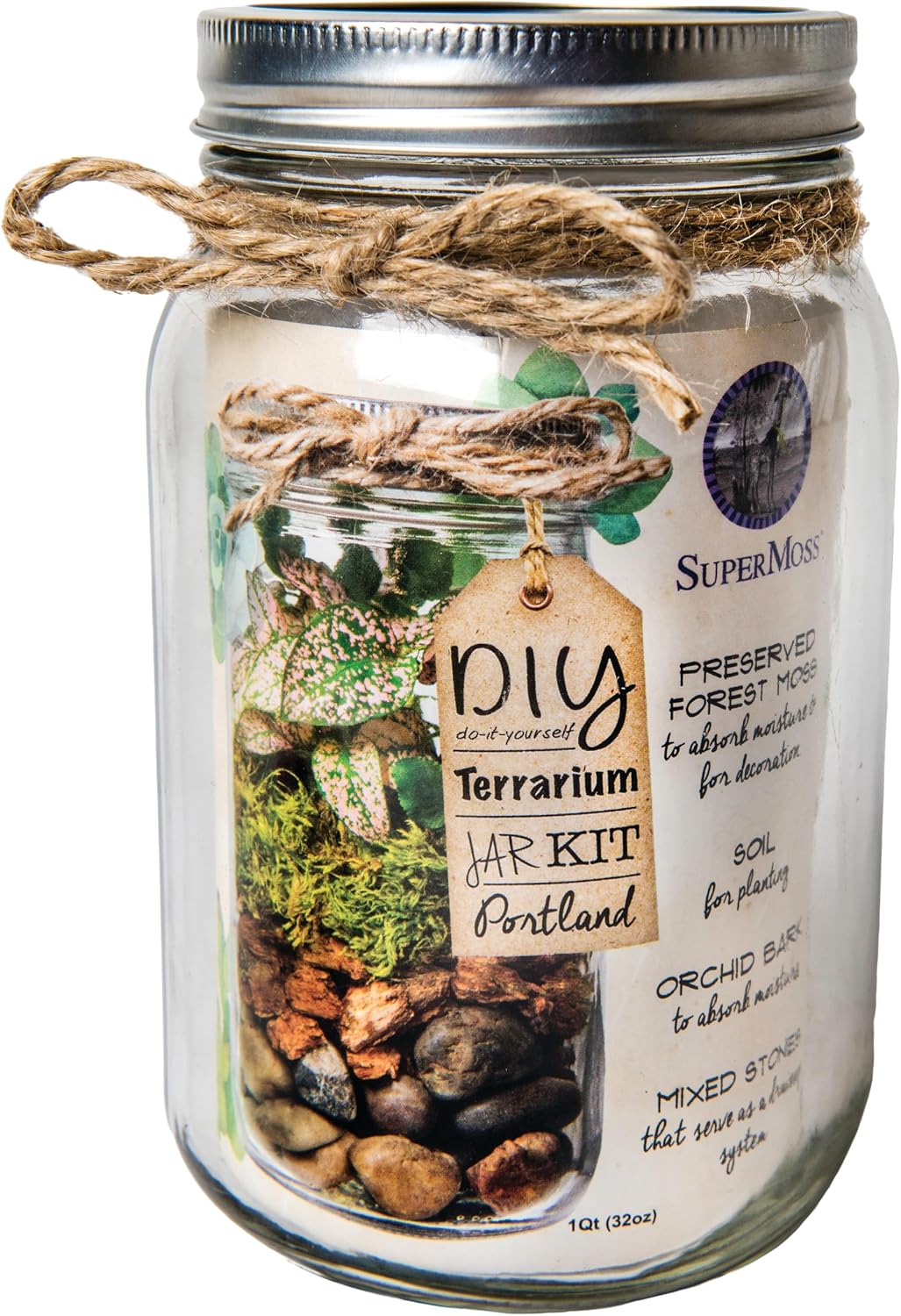 Portland Terrarium Kit, DIY Mason Jar Terrarium Kit