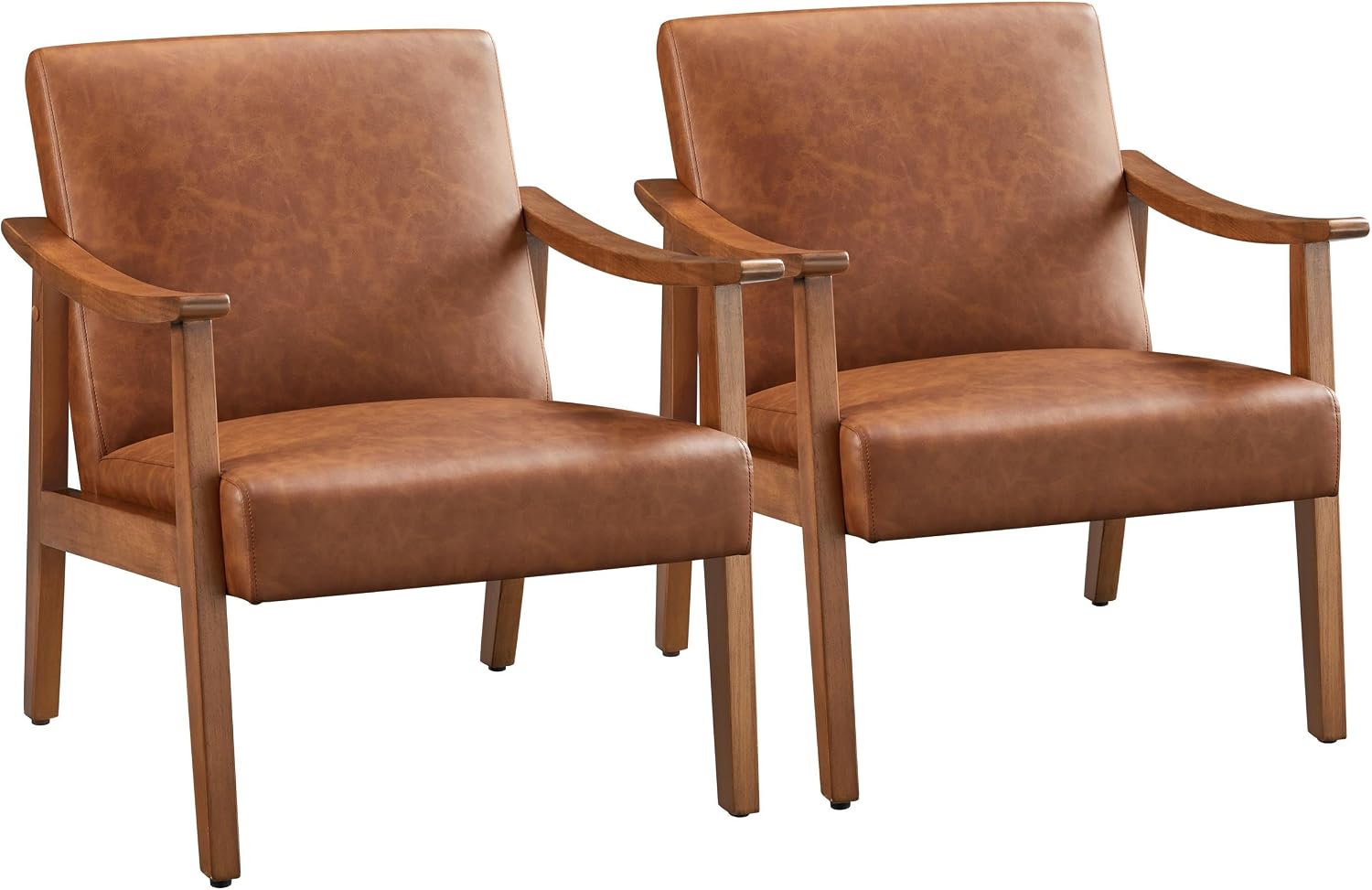 Yaheetech Mid-Century Accent Chairs, Set of 2, Light Brown