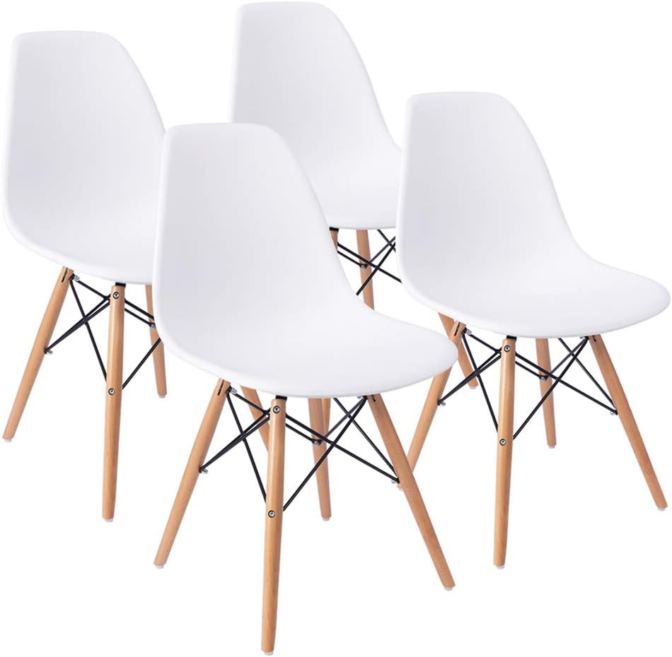 Furmax Mid Century Modern DSW Shell Dining Chair, Plastic, White