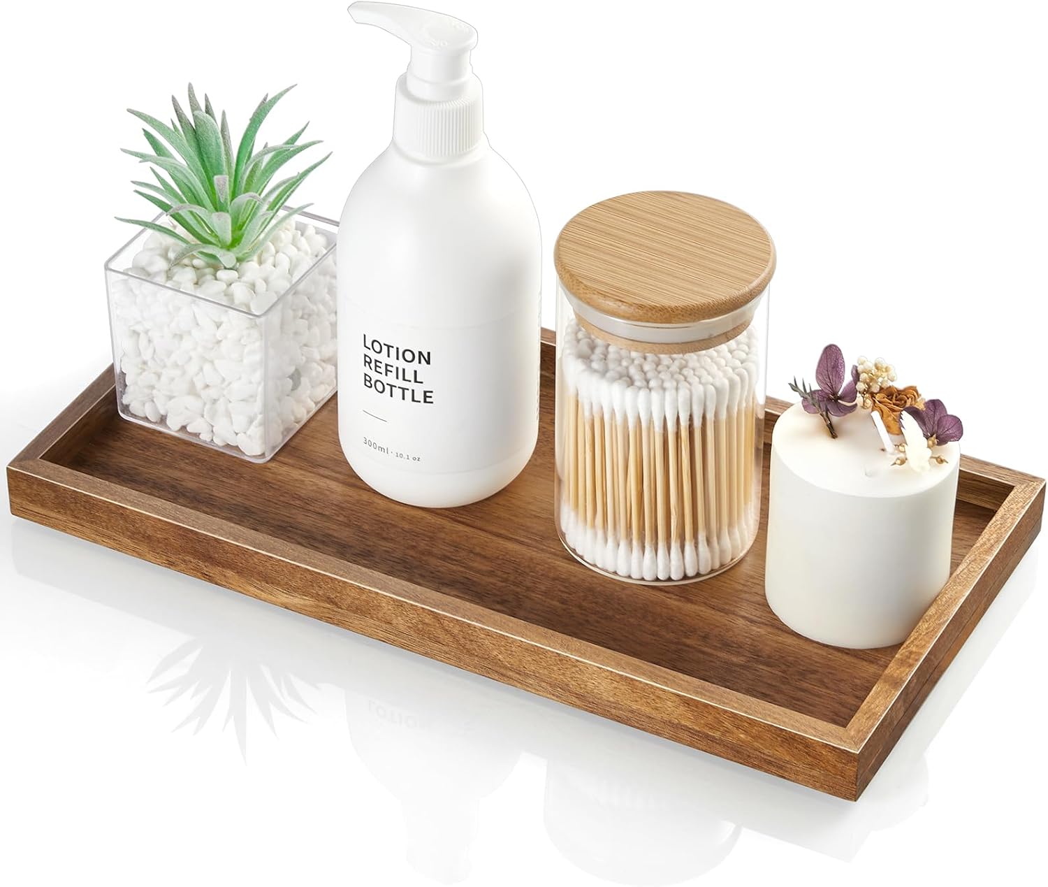 ALELION 11.7 Inch Acacia Wood Bathroom Vanity Tray for Counter and Toilet Tank