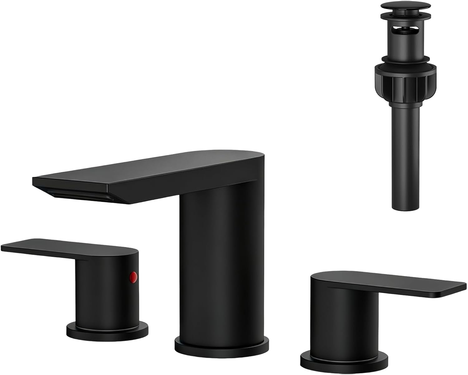 Widespread Bathroom Faucet, 3 Hole, Matte Black