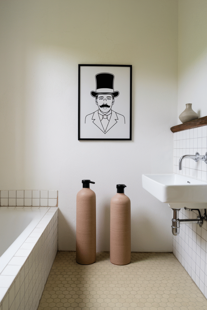 Minimal, carefully chosen accessories in a clean bathroom
