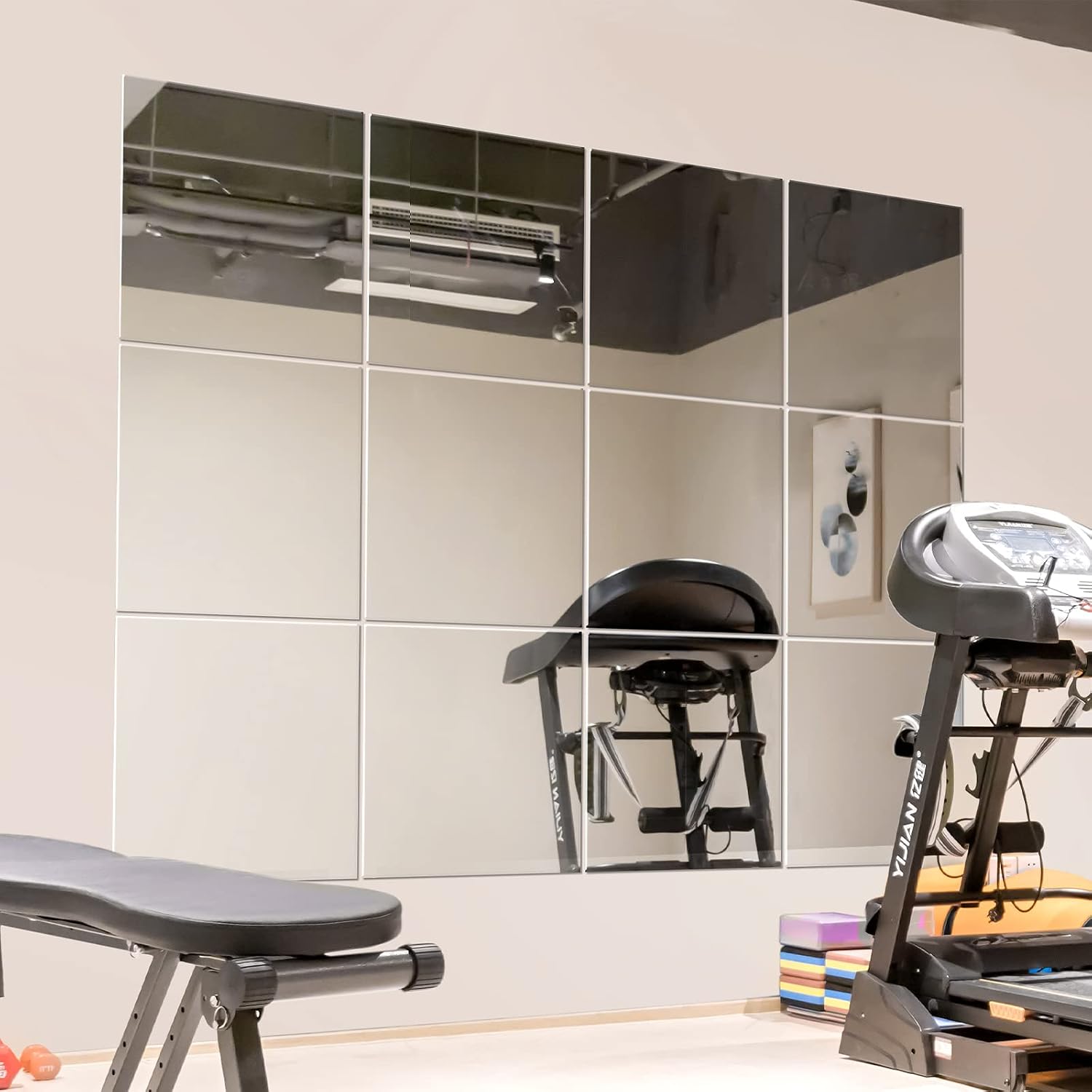 Murrey Home Frameless Full Length Mirror Tiles, 12 x 12 Inch