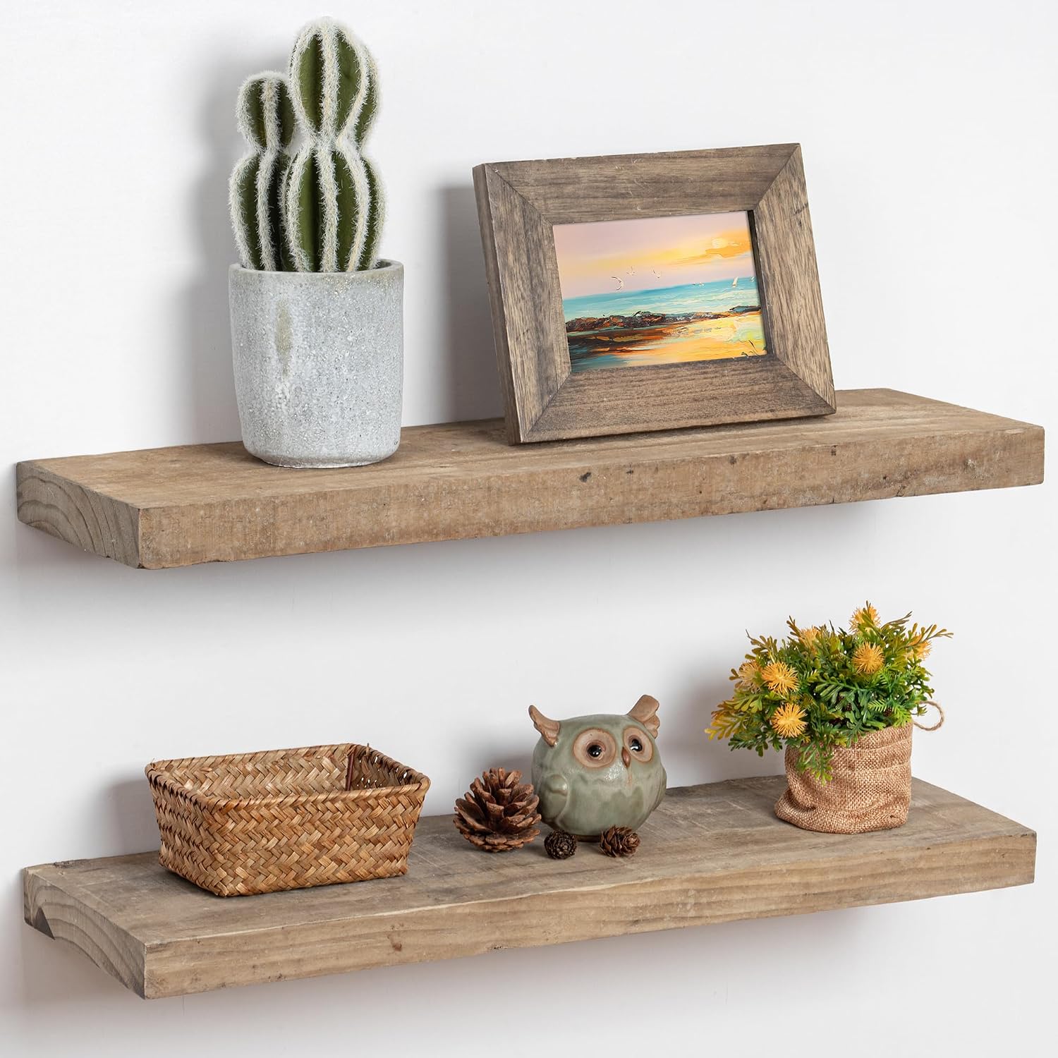 FLYJOE Rustic Reclaimed Wood Floating Shelves, 8 Inch Deep, Wall Mounted
