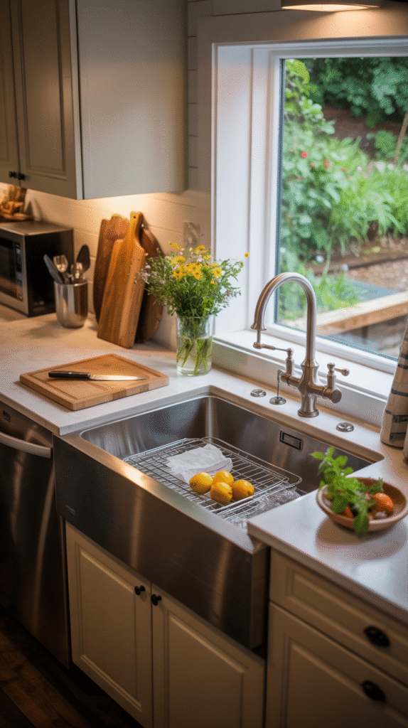 Sleek appliances complementing a modern farmhouse kitchen design