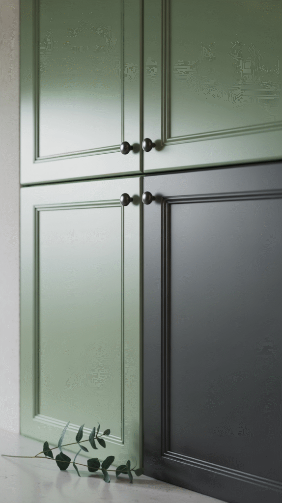 Updated cabinet hardware bringing farmhouse character to the kitchen
