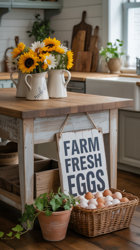 Small styling details pulling the farmhouse kitchen look together