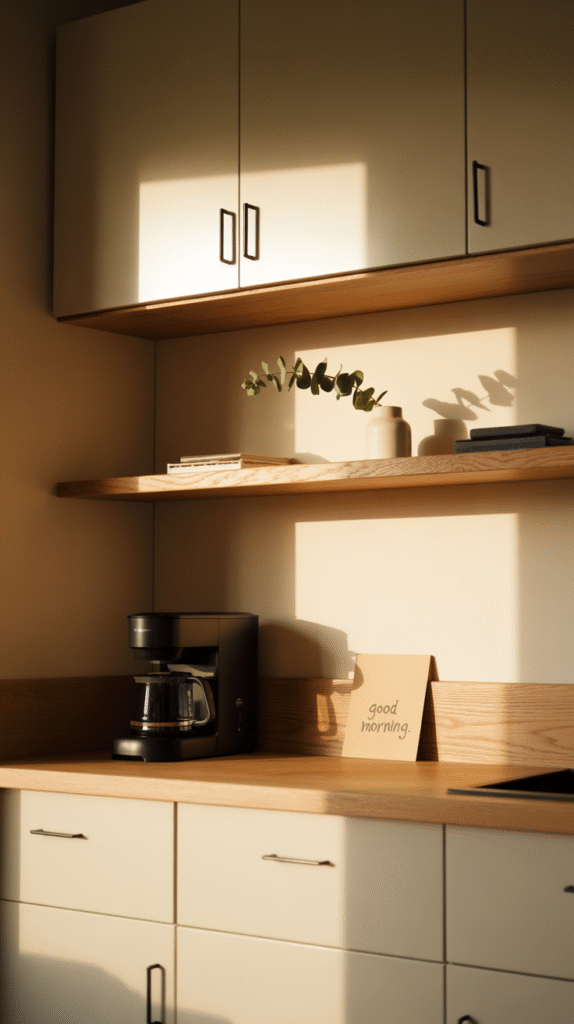 A classic white and wood kitchen color pairing with natural warmth