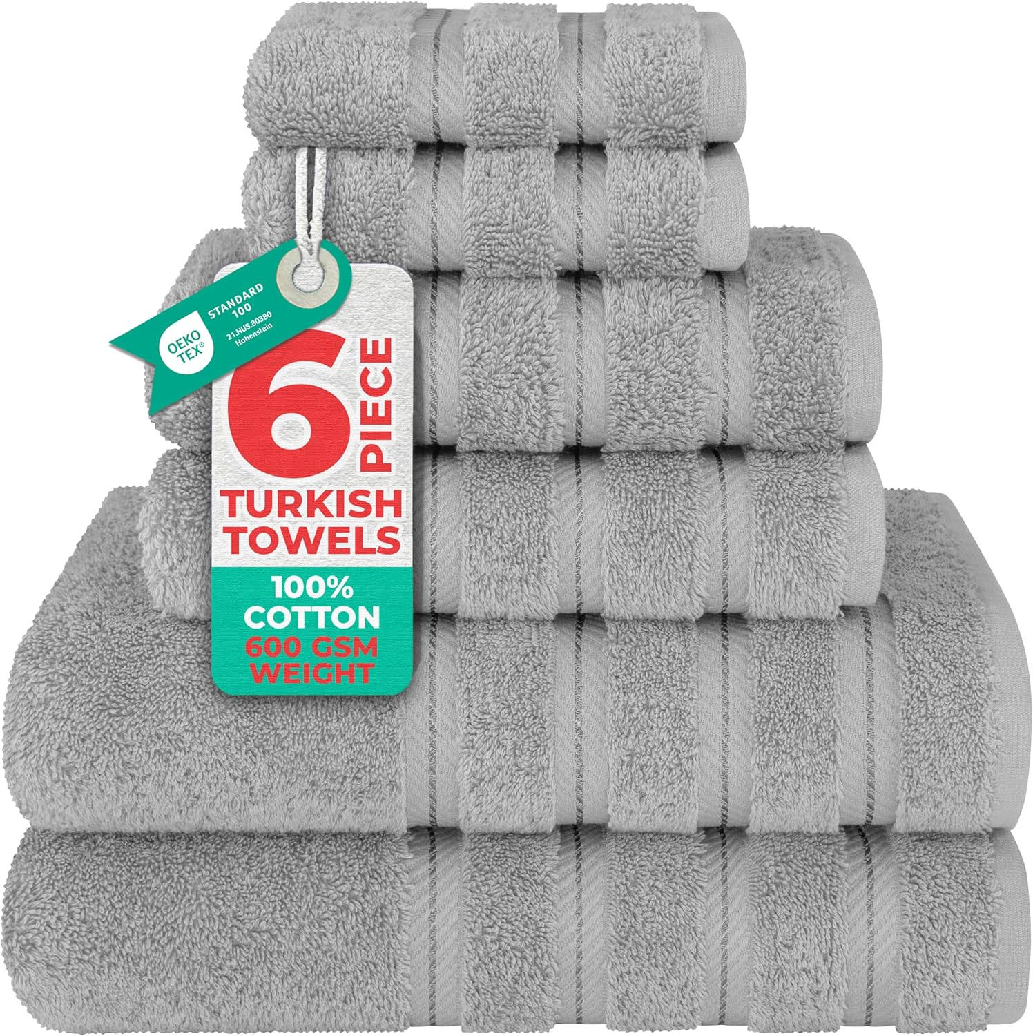 American Soft Linen 100% Cotton Turkish Towel Set, 6 Piece, Luxury
