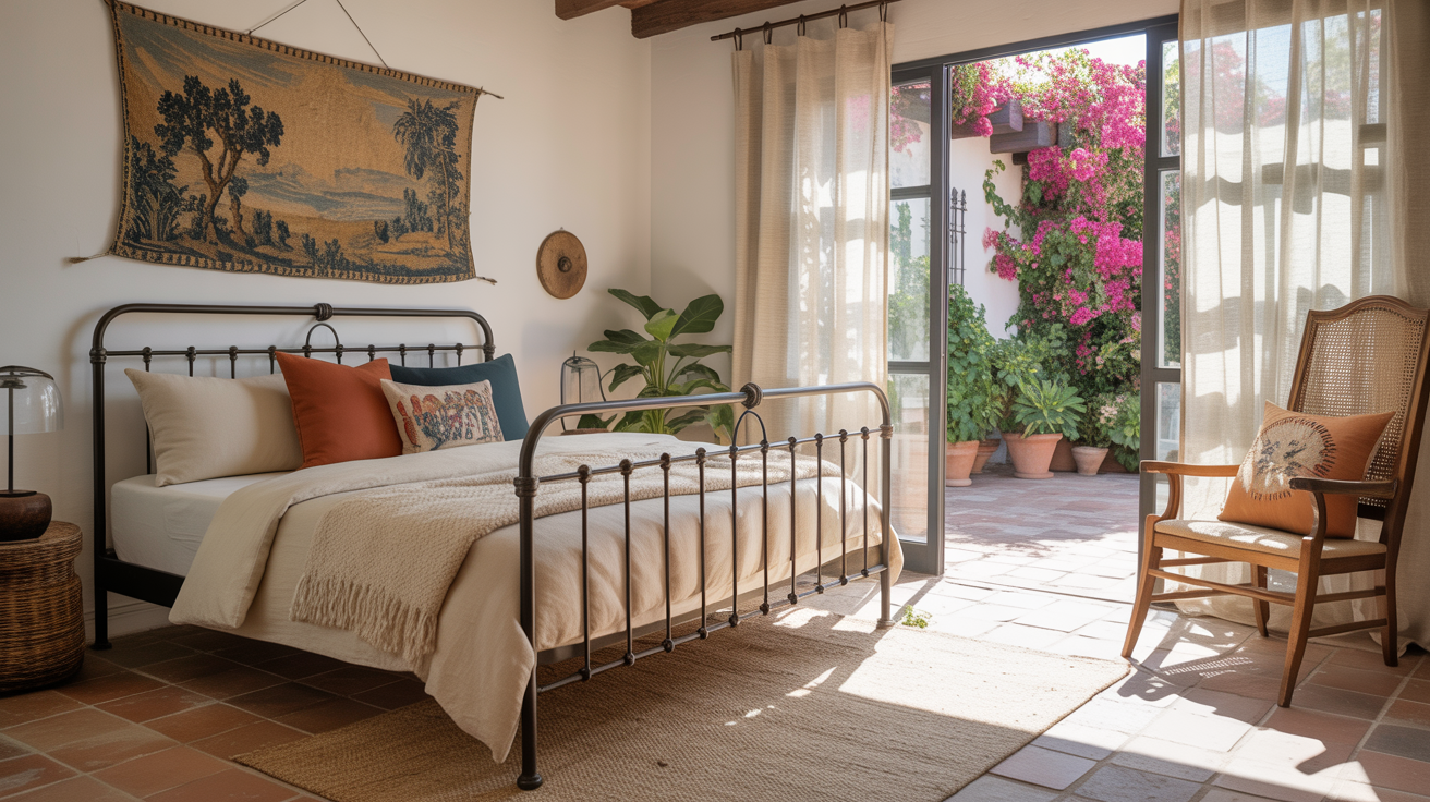 Beautiful modern Spanish bedroom with warm, inviting design