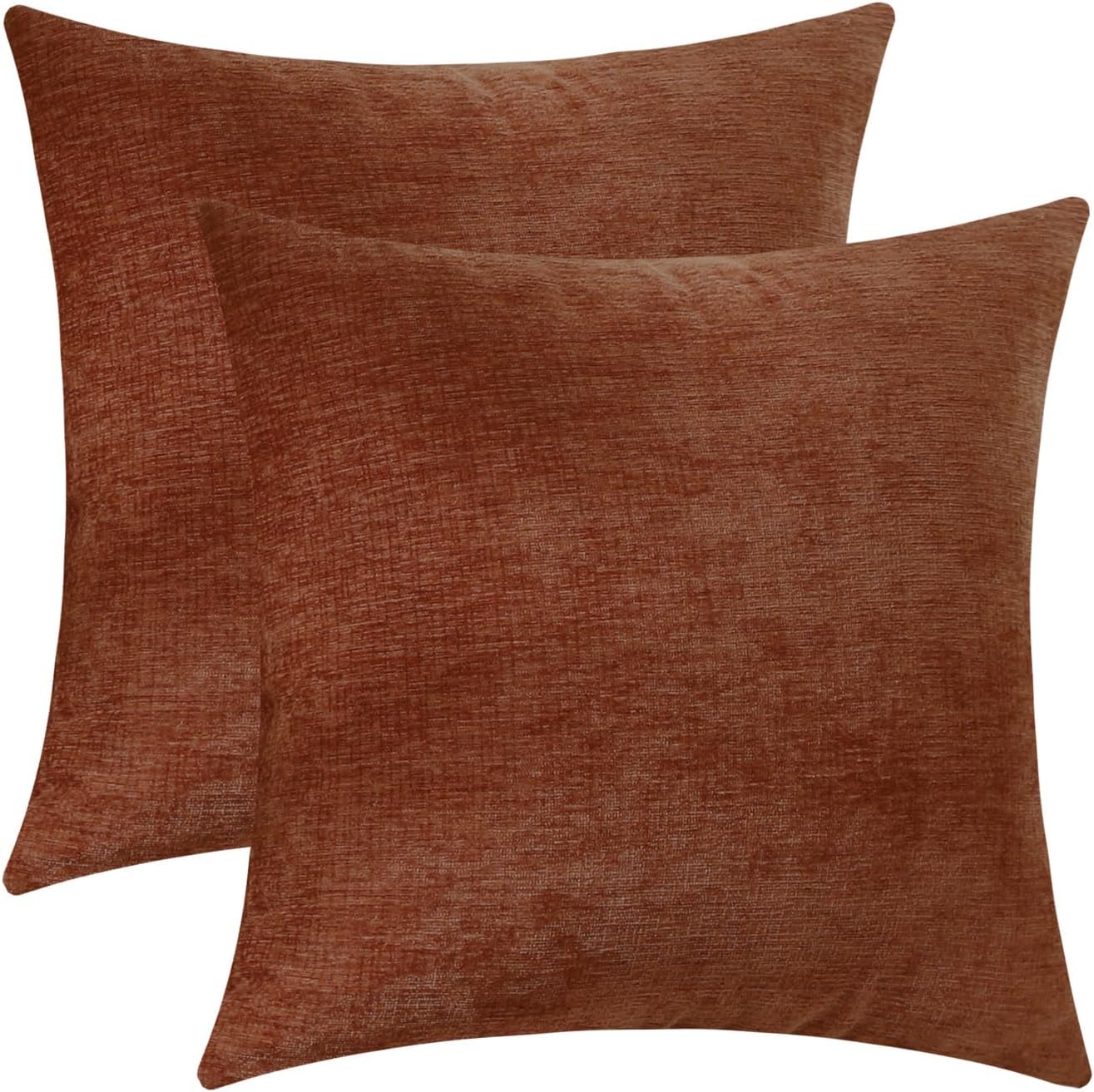 Jeneoo Terracotta Chenille Decorative Throw Pillow Covers, Soft Square Cushion Cases
