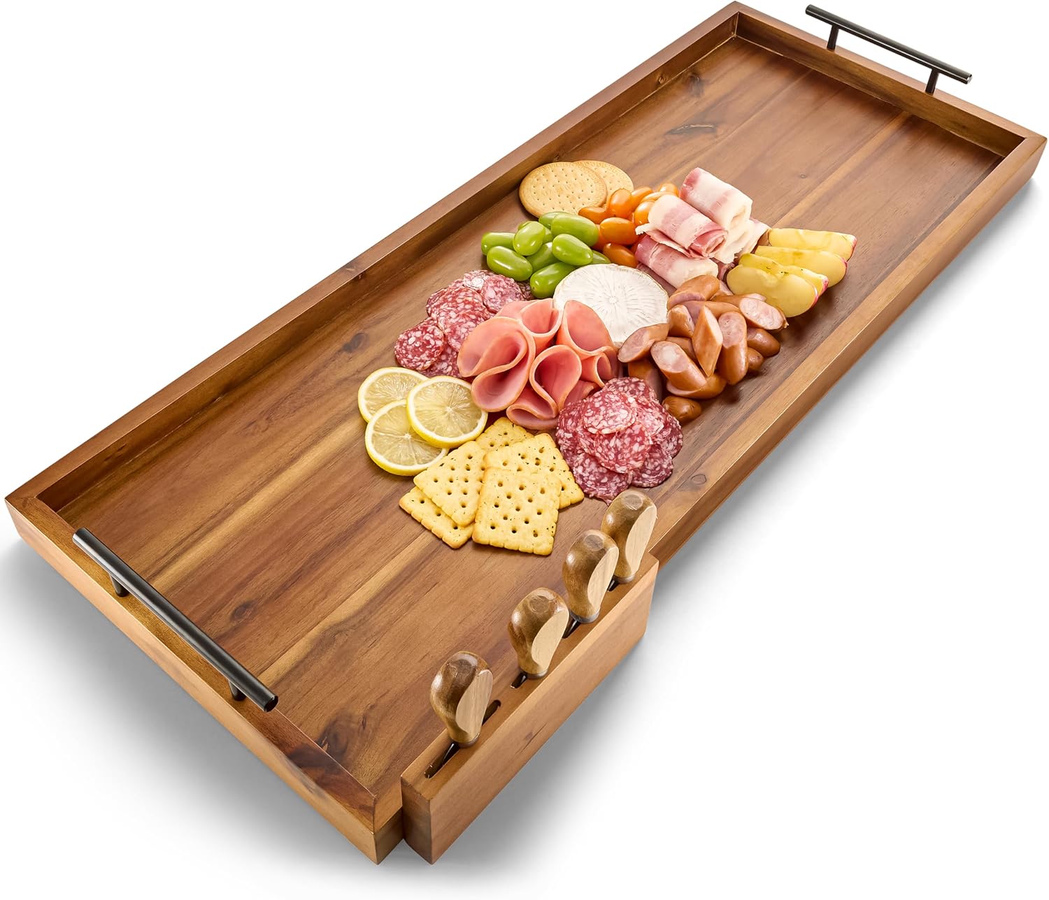 TIDITA 30 Inch Large Acacia Charcuterie Board with Metal Handles