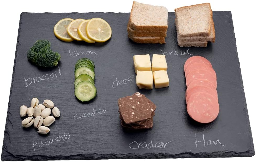 WLWNWFT 16 x 12 Inch Large Slate Cheese Board with Chalk Markers