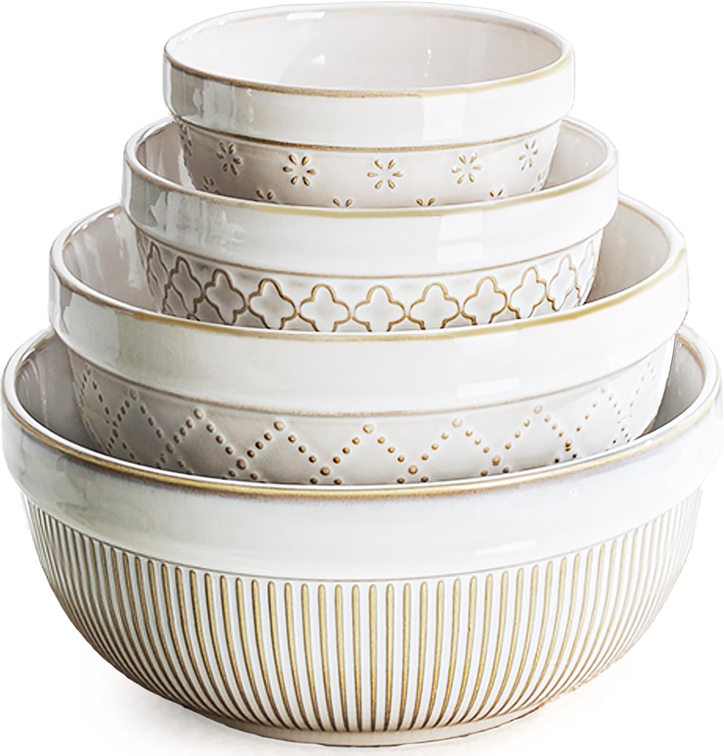 getstar Nesting Ceramic Stoneware Serving Bowls, Set of 4, 12 to 64 Oz