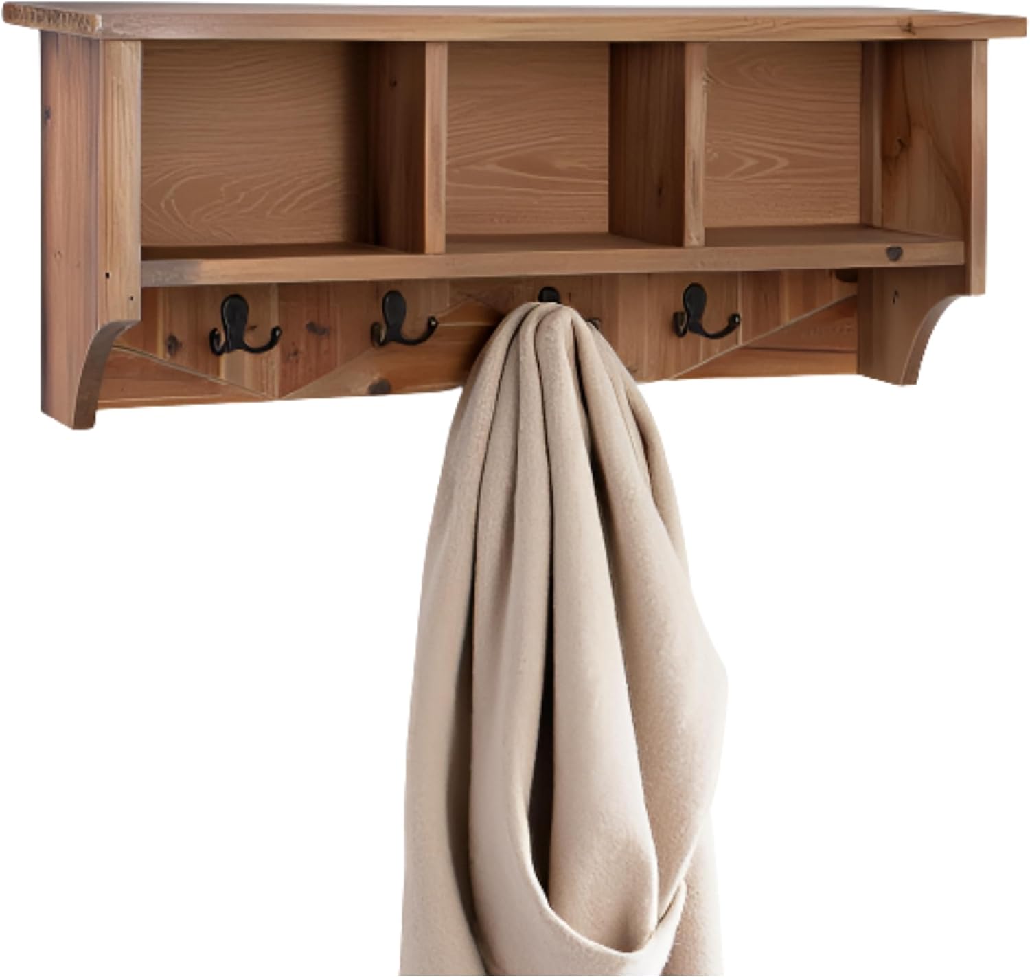 Alaterre Revive Wall-Mounted Coat Rack with Cubbies, Natural, 36 Inch