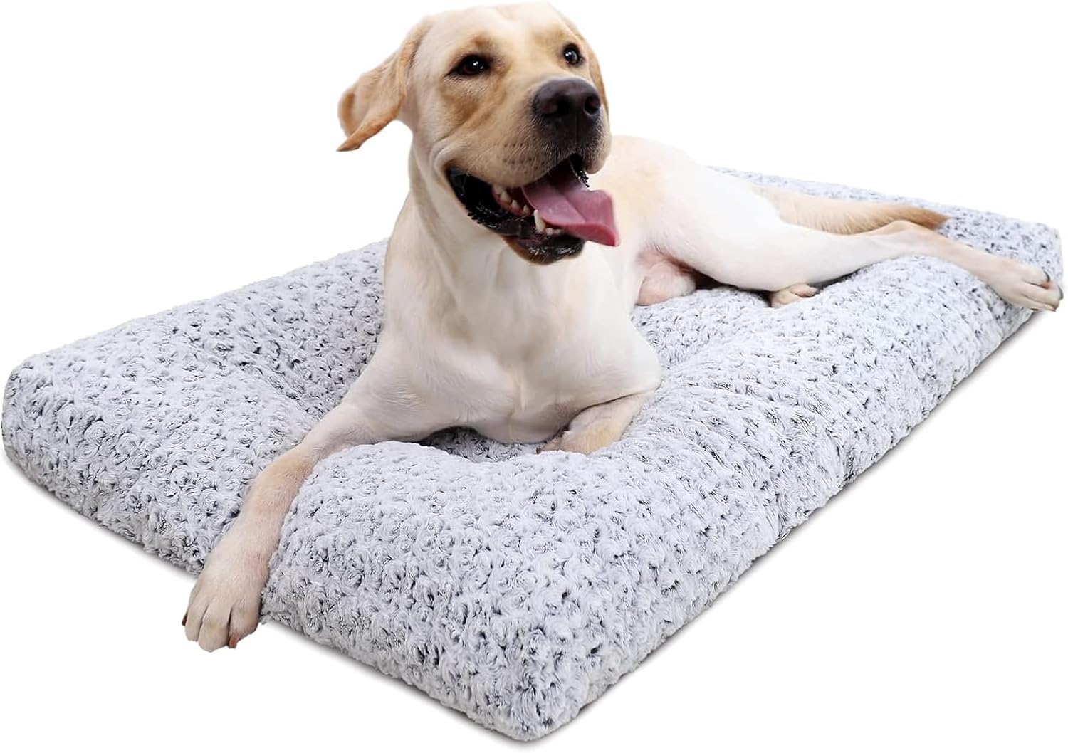 KSIIA Washable Dog Bed, Medium, Plush Crate Pad, 35 x 23 Inch, Gray