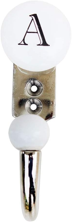 Customizable A to Z Ceramic Coat Hook, White Decorative