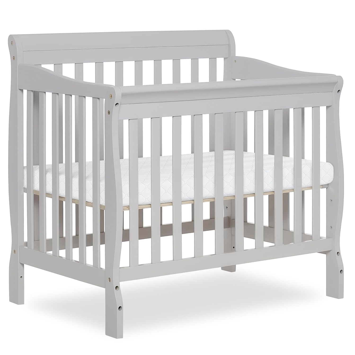 Dream On Me Aden 4-in-1 Mini Convertible Baby Crib, Grey