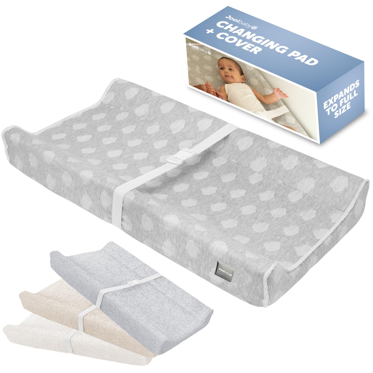 Jool Baby Soft Changing Pad with Washable Cover, Cloud Pattern, Gray