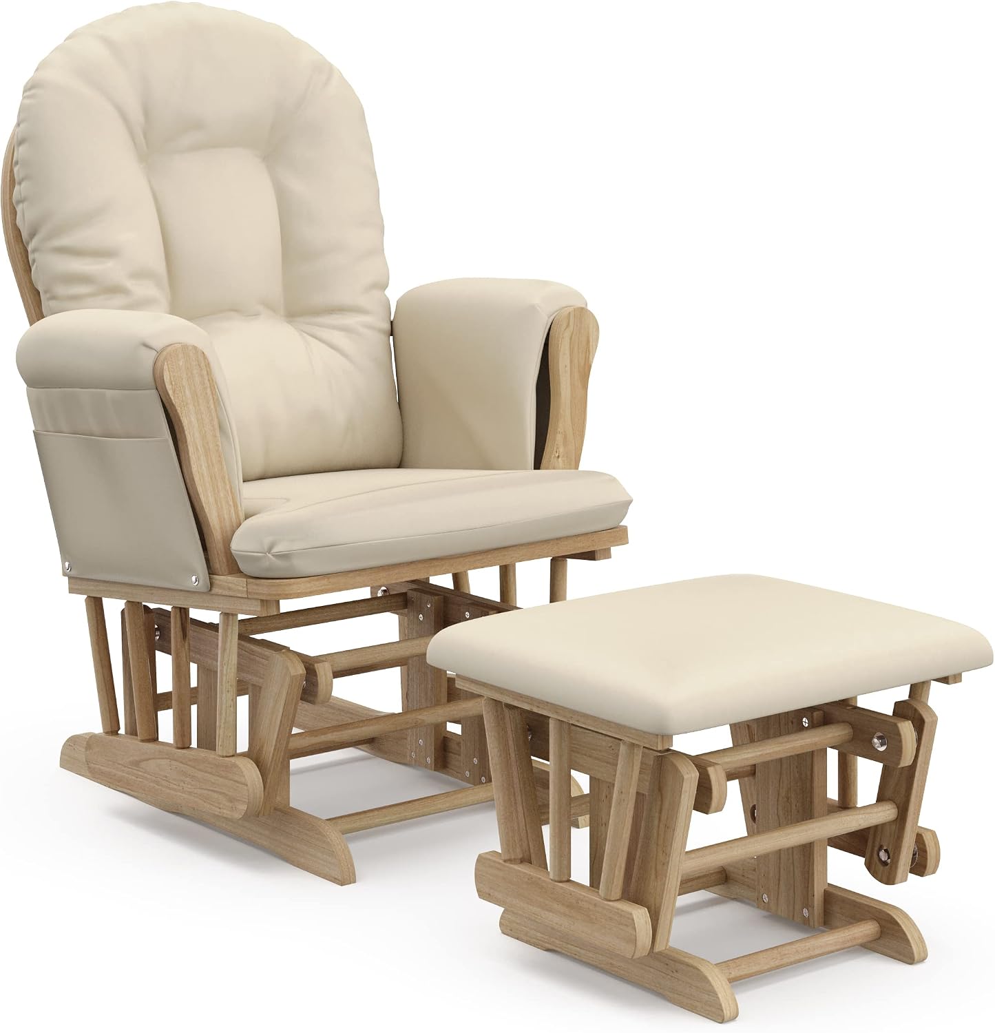 Storkcraft Premium Hoop Glider and Ottoman, Natural and Beige