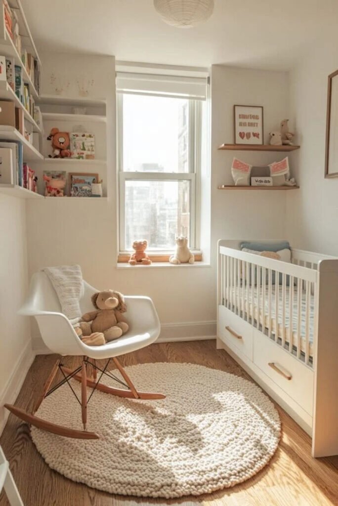 Compact baby nursery room designed for a small space
