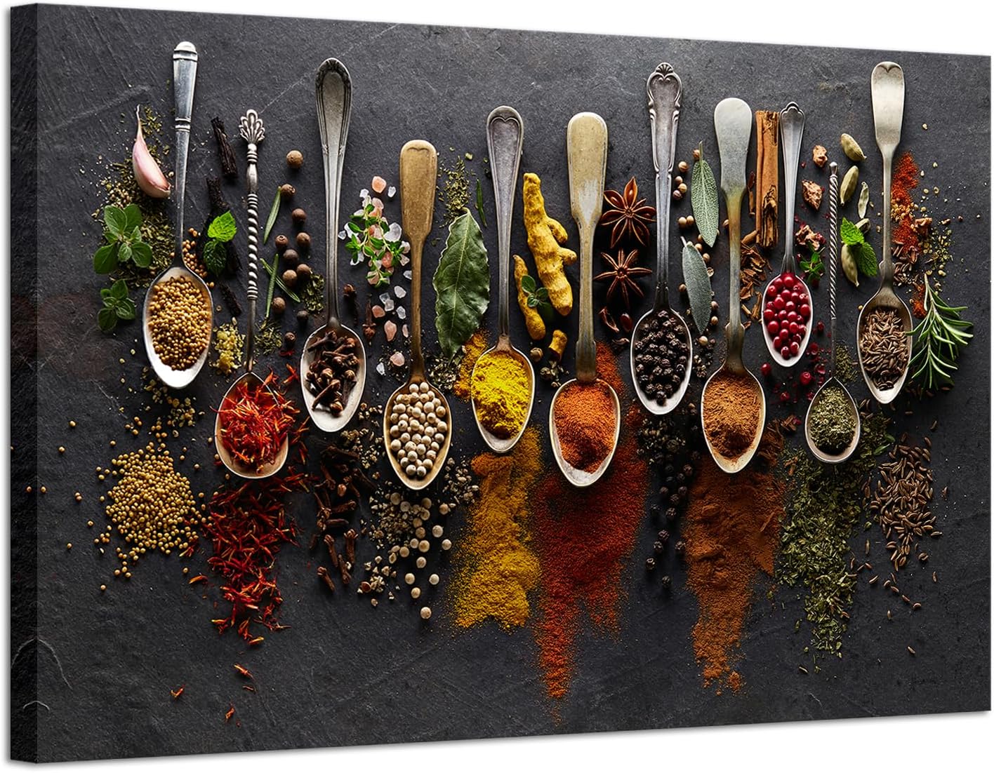 iHAPPYWALL Large Kitchen Wall Art, Colorful Spices in Spoons Canvas Print