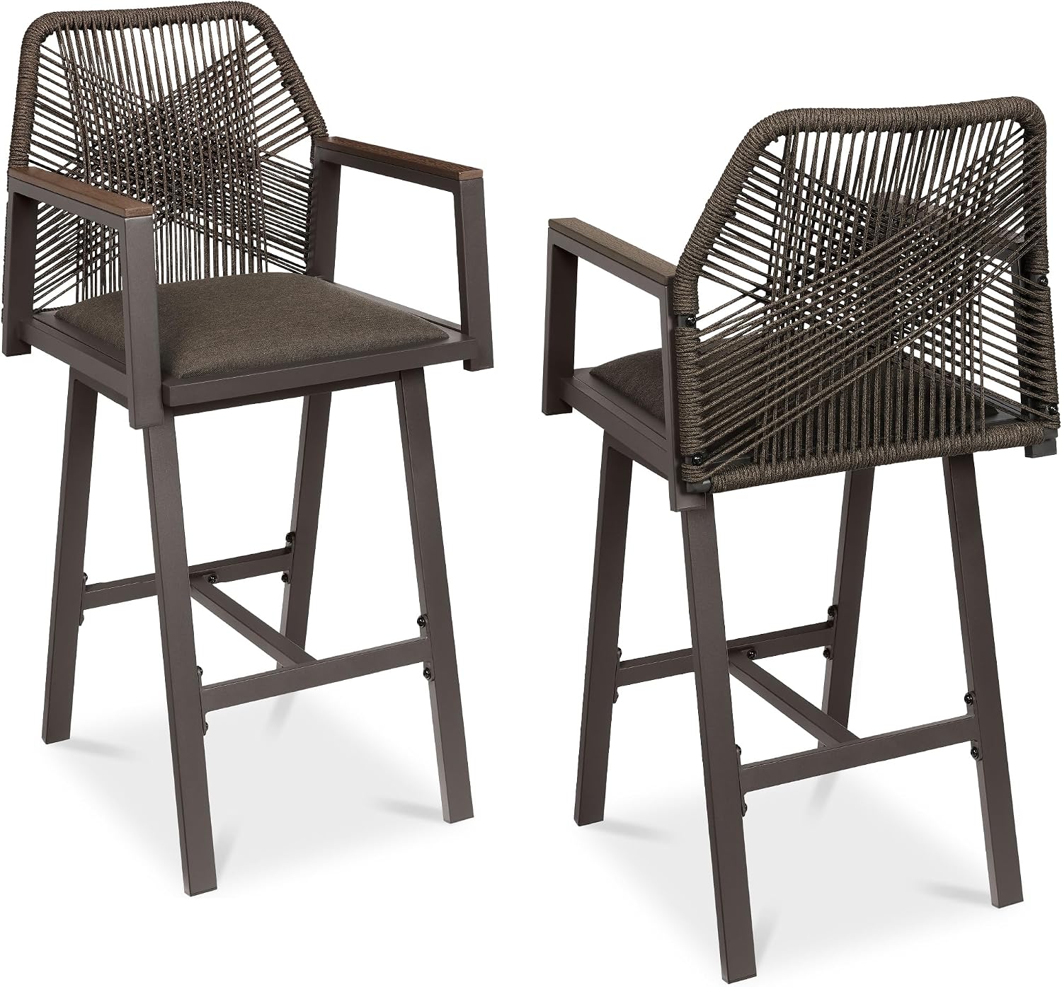 Best Choice Products Outdoor Bar Stools, Set of 2, Bar Height, Swivel, Aluminum Frame