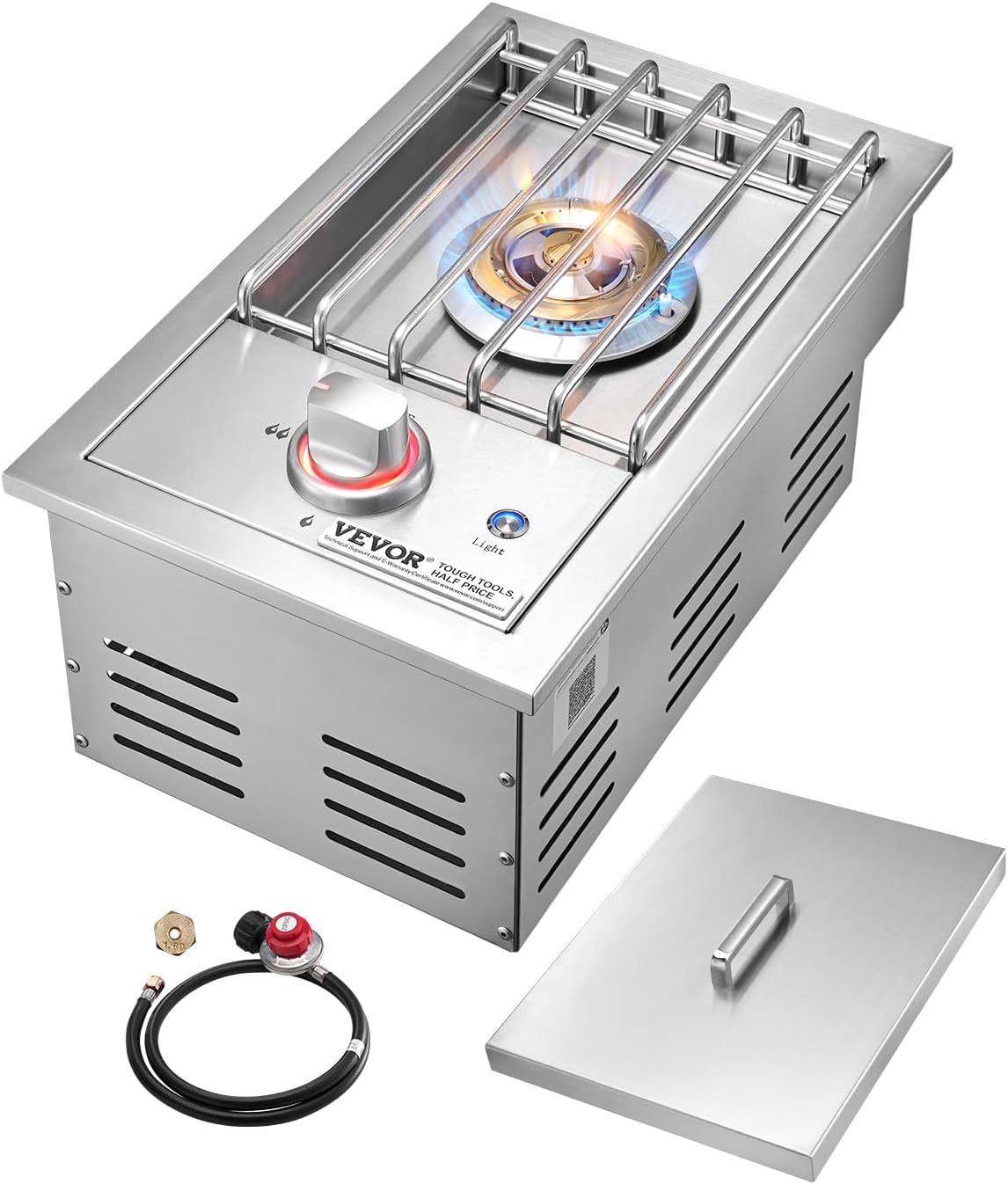 VEVOR Single Grilling Side Burner, 17,000 BTU, Liquid Propane, Outdoor Kitchen