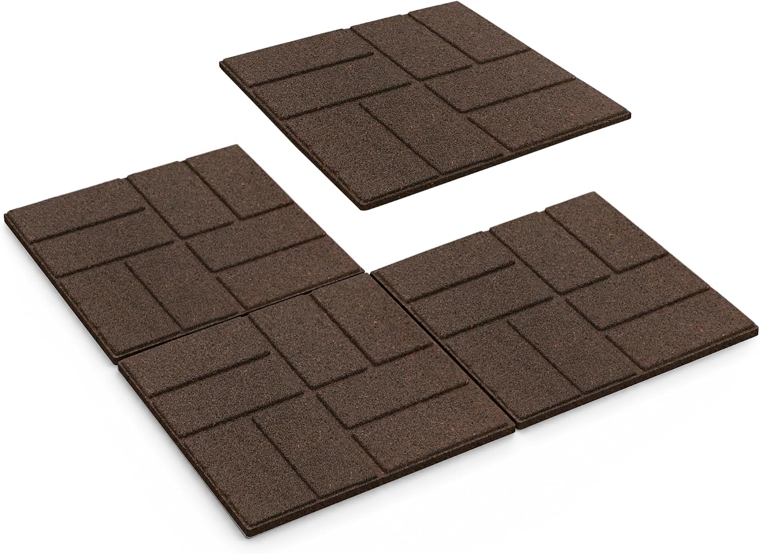 Tierra Verde Brick Rubber Paver Floor Tiles, Brown, 16 Inch, 4 Pack