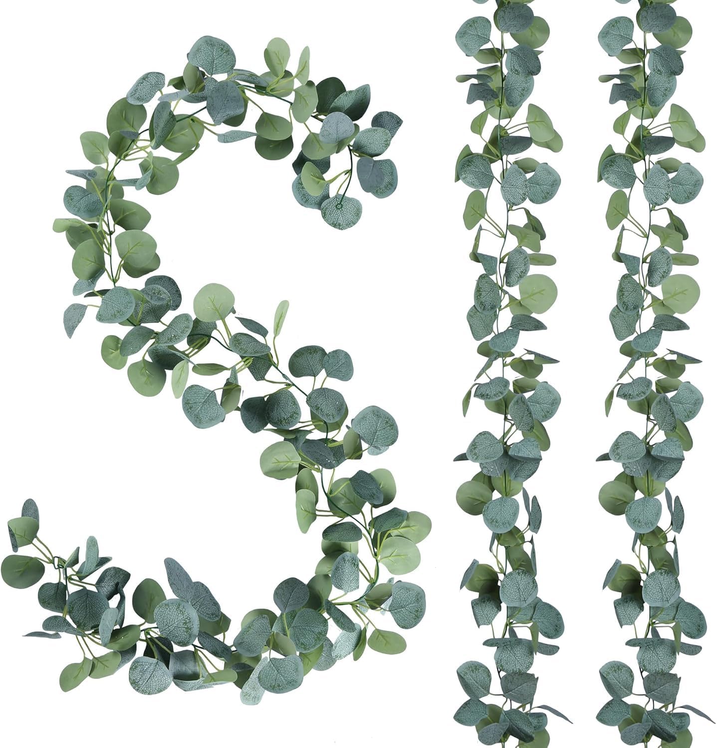 Artificial Eucalyptus Garland, 8 Pack, Silk Silver Dollar Leaf Vines