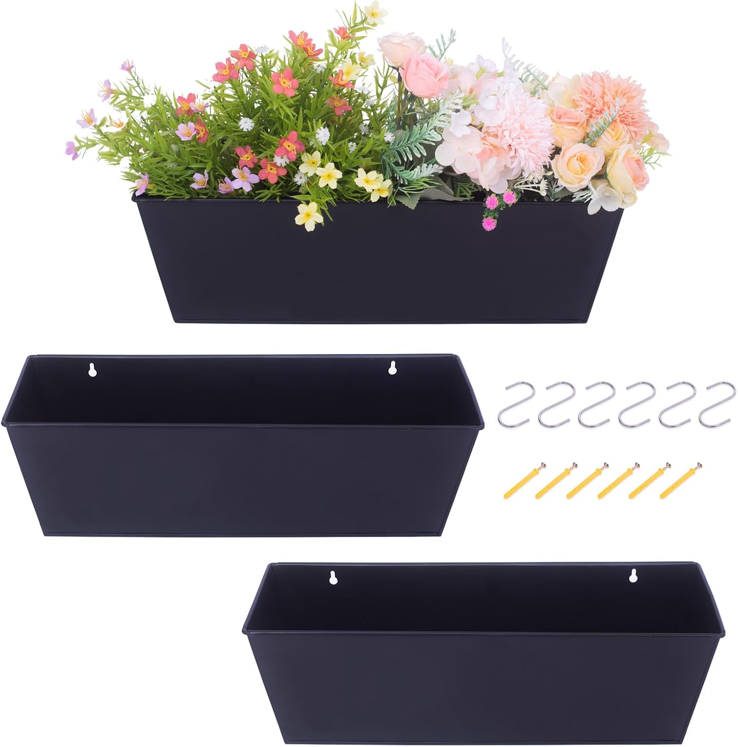 16 Inch Wall Hanging Planters for Outdoor Plants, 3 Pack
