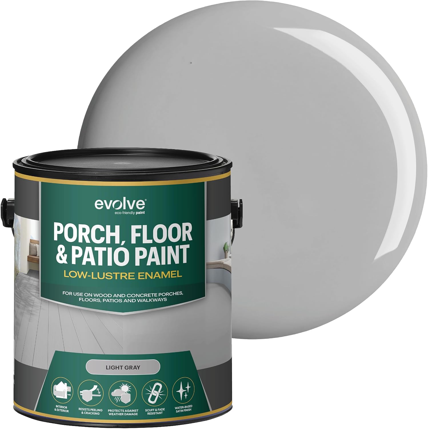 EVOLVE Porch and Floor Paint, Light Gray, 1 Gallon, Scratch-Resistant