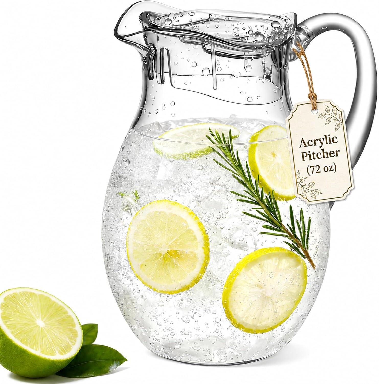 Clear Acrylic Pitcher with Lid, 72 oz, Unbreakable BPA-Free