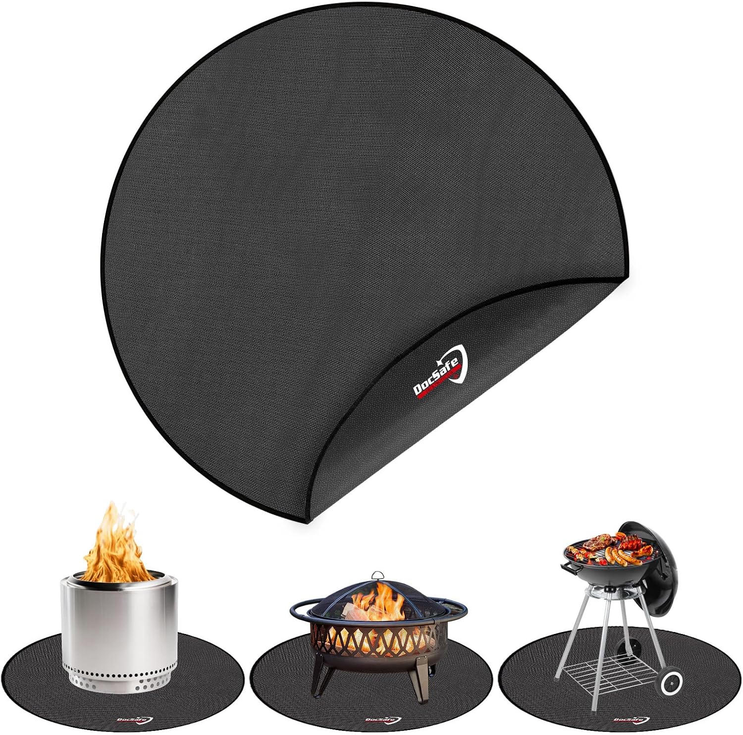 DocSafe 48 Inch Round Fire Pit Mat, 4-Layer Fireproof Heat Insulated Pad