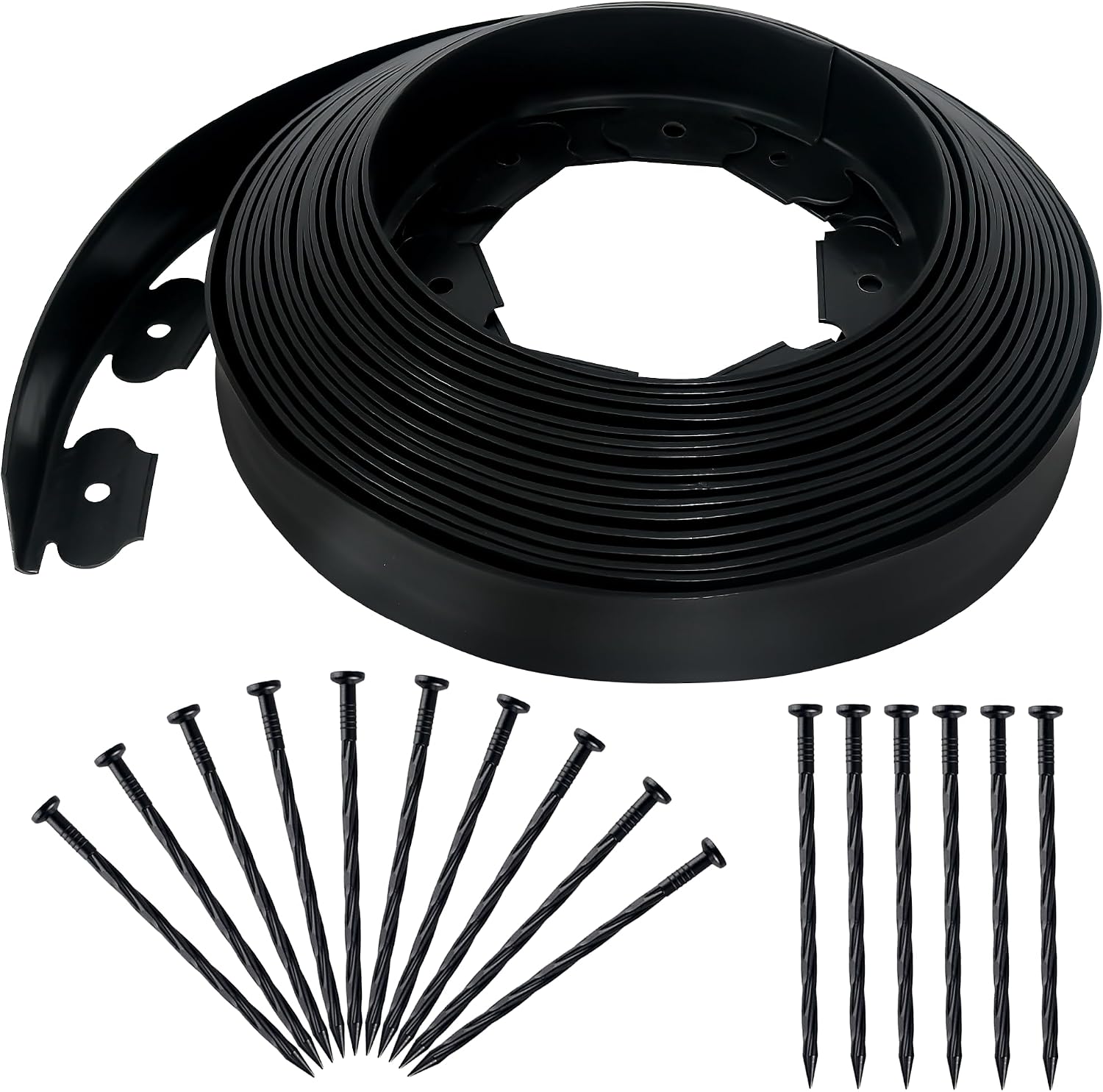 Quibbay No-Dig Landscape Edging Border, 2 Inch x 50 Ft, with 75 Anchoring Spikes
