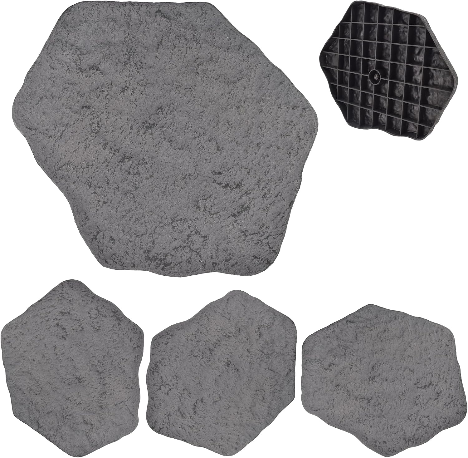 Arcadia Garden Products Fiberclay Stepping Stone Pavers, 16 x 17 Inch, Dark Gray, Set of 4