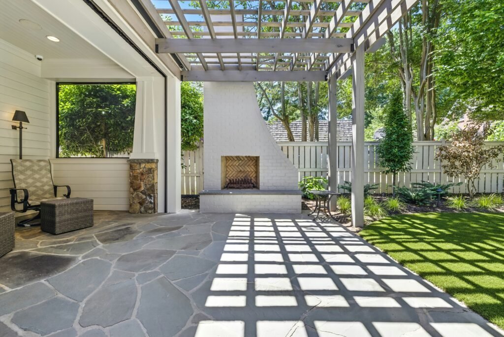 Patterned paver design adding visual interest to a patio